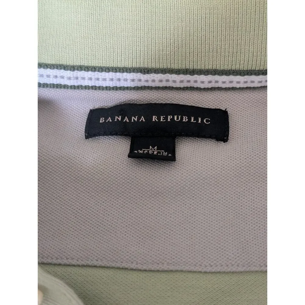 Banana Republic Polo Shirt Pique Elephant Logo Mens Medium Green Short Sleeve